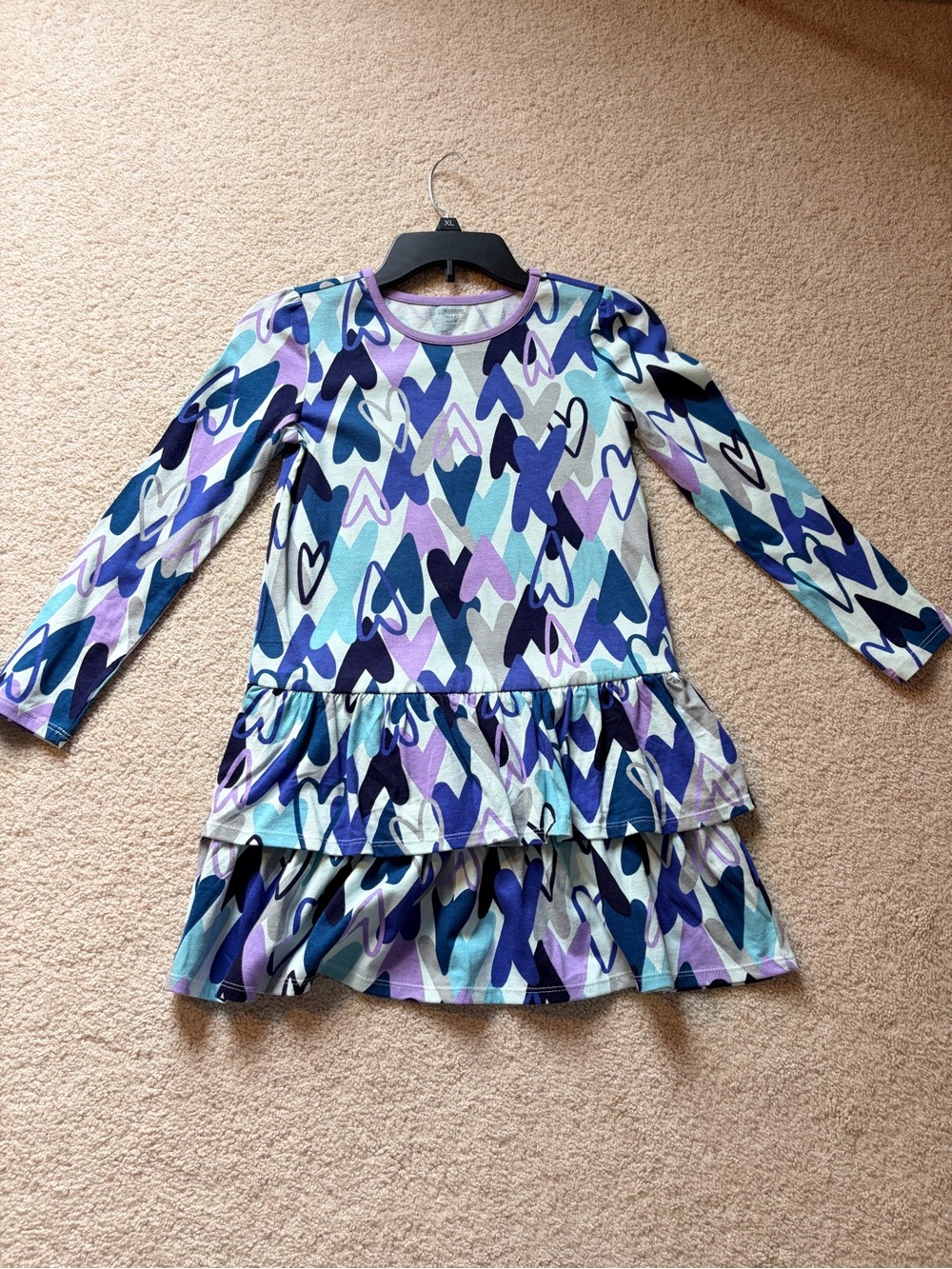 Gymboree Purple & Blue Heart Print Long Sleeve Dress